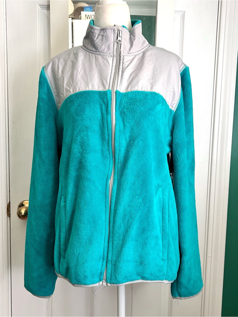 Lolo Lime Furry Fleece Cool Turquoise Jacket L NWT